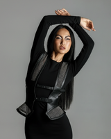 Lister Mesh Beaded Peplum Leather Harness