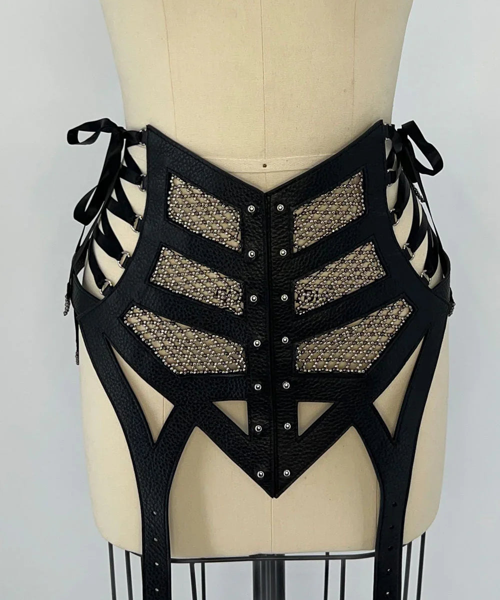Lister Beaded Girdle on a mannequin  by Object & Dawn against a white background