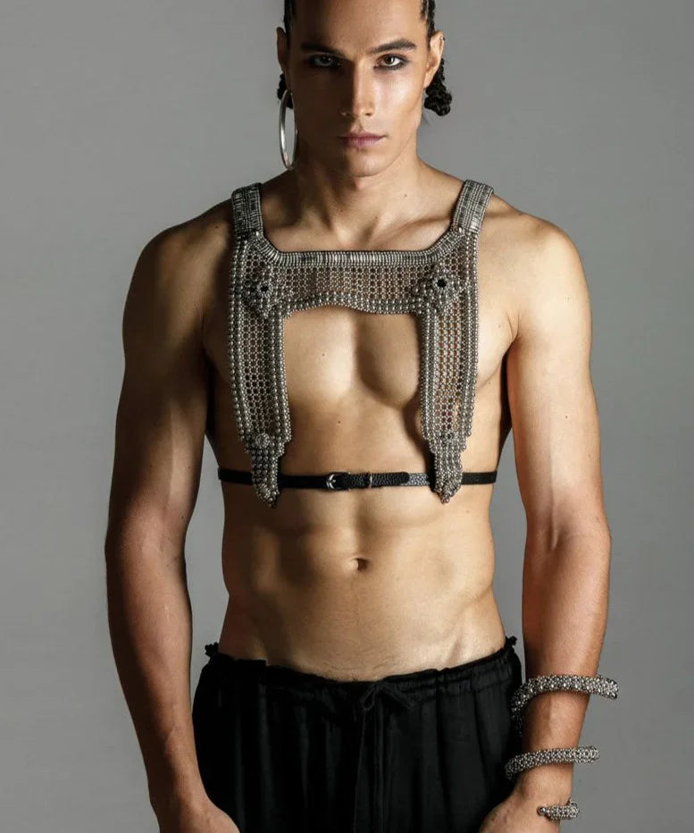 handcrafted modular artemisia mesh top in silver by object and dawn front view