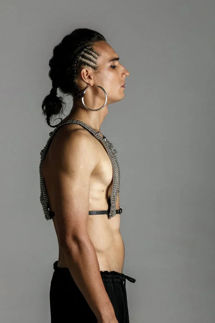 handcrafted modular artemisia mesh top in silver by object and dawn side view