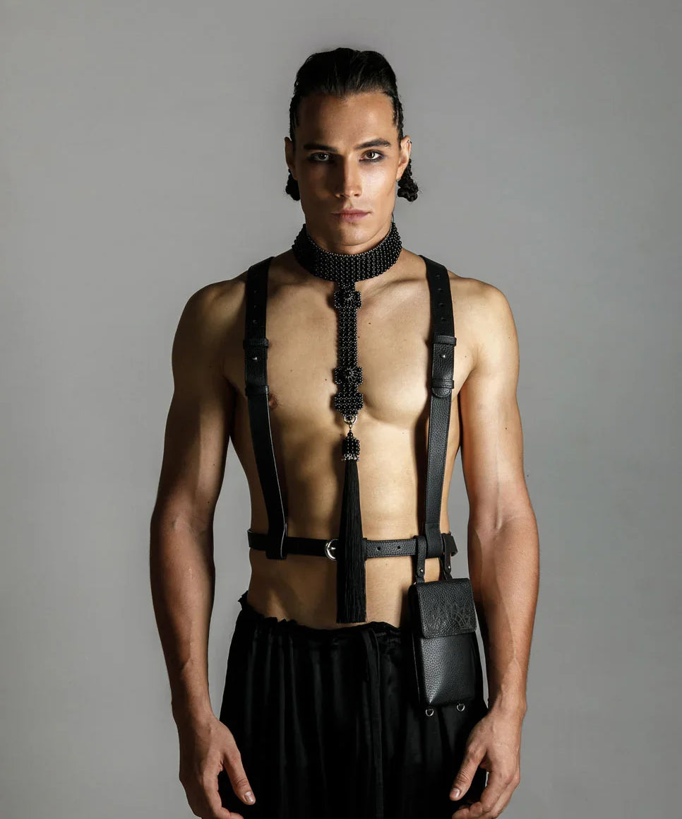 premium leather modular harness&belt with iphone stamp by object and dawn