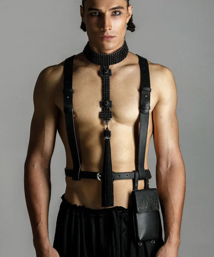 premium leather modular harness&belt with iphone stamp by object and dawn
