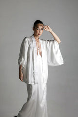 Mineko Short Silk Kimono with Obi Belt- 2 Colors