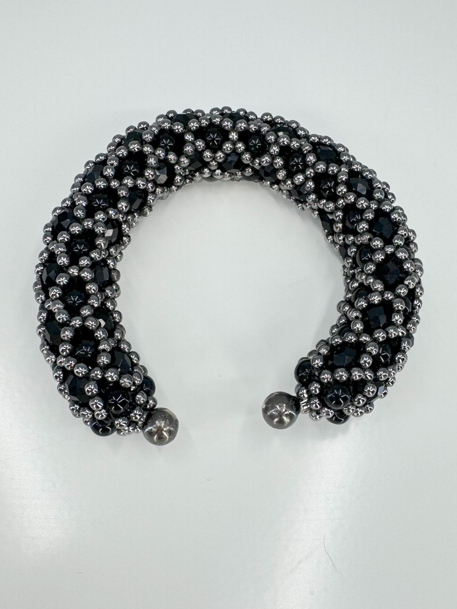 Nyx Cross-Beaded Cuff in Jet Black