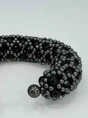 Object & Dawn Nyx Cross-Beaded Cuff in Jet Black ghost image beads detail