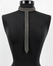 Signature Slim T-Choker Antique silver on a black mannequin against a white background by Object & Dawn.