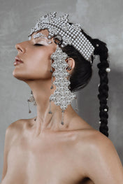 worn side view of handcrafted modular crown from systethic japanese and silver beads by object and dawn