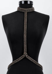 T-Choker Harness Antique Silver by Object & Dawn  on a mannequin against a white background