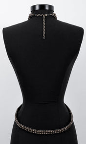 T-Choker Harness Antique Silver back side by Object & Dawn on a mannequin against a white background