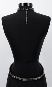 T-Choker Harness Antique Silver back side by Object & Dawn on a mannequin against a white background