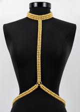 Convertible T-Choker Harness Necklace – Beaded & Velvet Body Jewelry