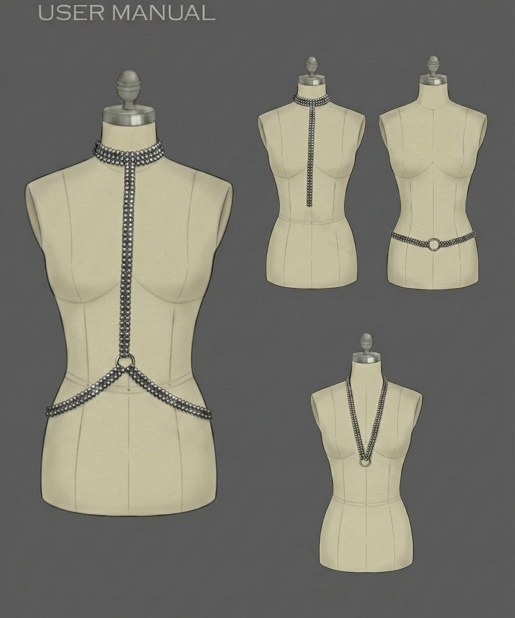 guide of using 7 different ways of T-coker harness by object & Dawn 