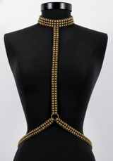 Convertible T-Choker Harness Necklace – Beaded & Velvet Body Jewelry