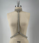 Convertible T-Choker Harness Necklace – Beaded & Velvet Body Jewelry