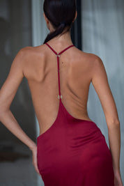 Tamoe Silk Blend Harness Skirt in Burgundy