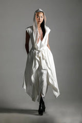 Tamoe Silk Top Stitched Hooded Cap Sleeve Robe - 2 Color Variants