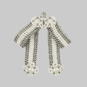 bow attachment frpm premium syntetic Japanese pearl with polymer metal beads silver by object and dawn