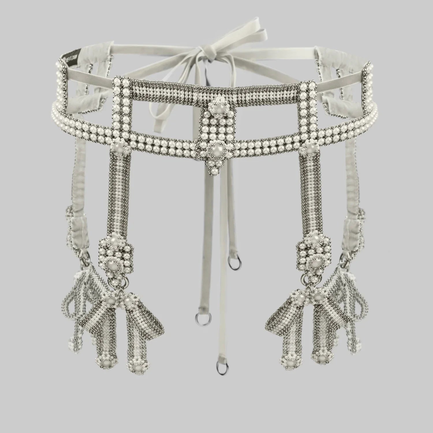 Teuta Beaded Luxury Statement Sash with Removable Bows - 4 Colors | Best Seller