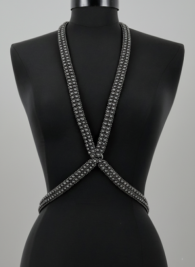 X-Shape Harness Necklaceon a mannequin against a gray background by Object & Dawn