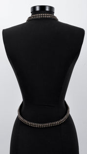 X-Shape Harness Necklace on a mannequin against a white background by Object & Dawn