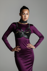 Zetian Leather Beaded Bra Top