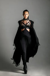 Zetian Leather Beaded Bra Top