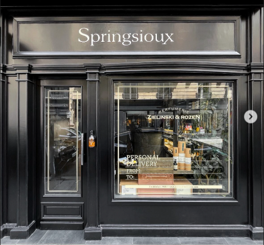 Storefront with 'Springsioux' sign and glass window displaying products by Object & Dawn