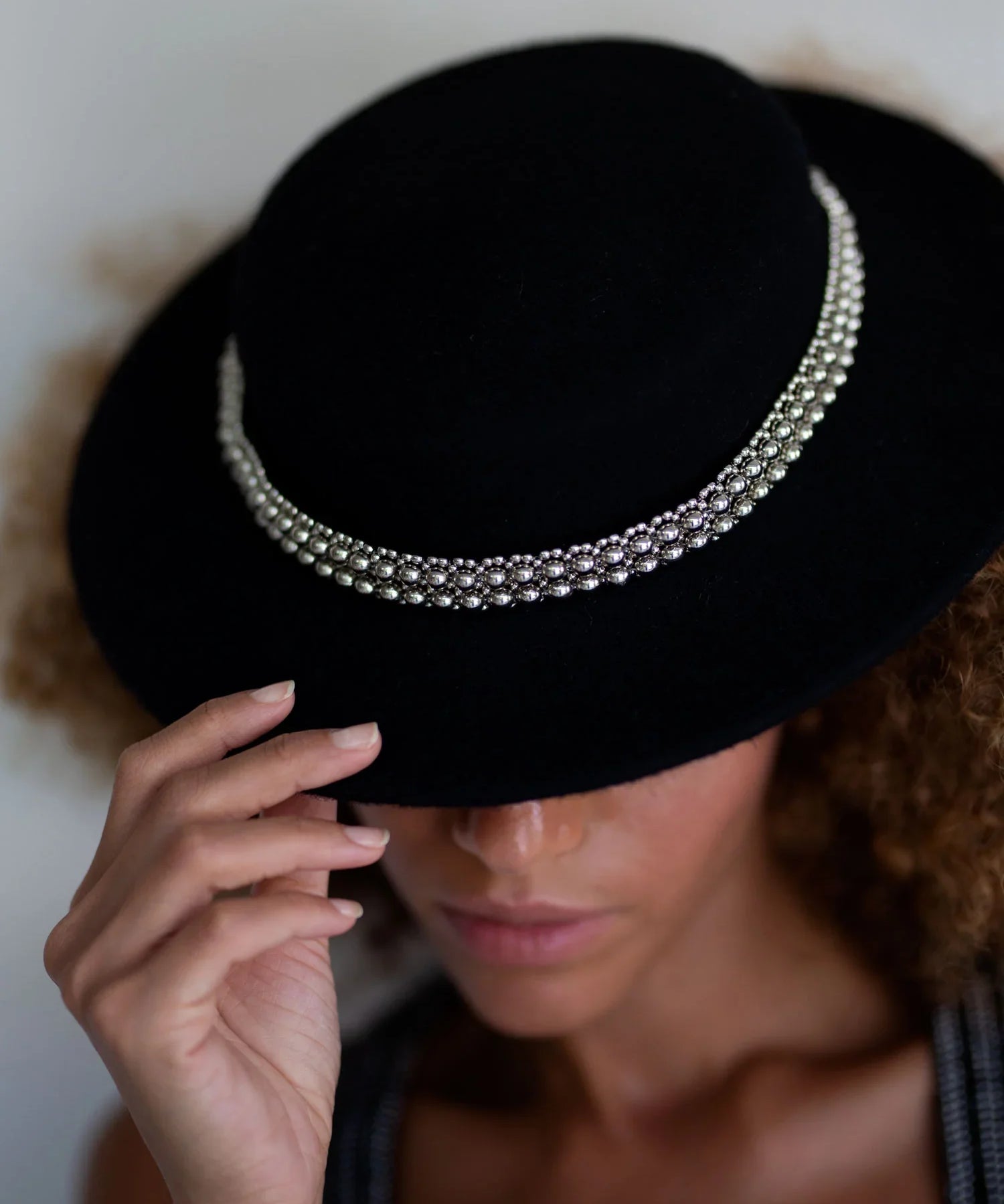 modular hat band silver on black hat by object and dawn