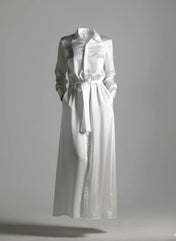 Anais Shirt dress by Object & Dawn on a gray backgorund front view, ghost image