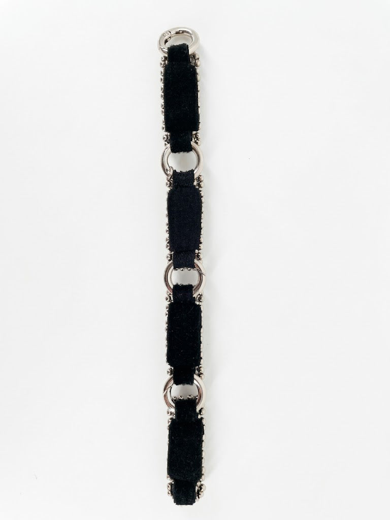 Object & Dawn headband featuring soft velvet lining and intricate beaded link craftsmanship