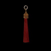 beaded polyester tassel in gold and burgundy threads by object and dawn