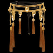 Object and Dawn Beaded Amaya Modular belt gold with gold-gold tassels by object and dawn ghost image front view