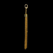 beaded modular chain tassel in gold on black background