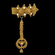 handcrafted modular crown from fully coated silver beads with 22k gold wash in black background side view