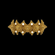 Object&Dawn handcradted modular crown in gold from fully coated silver beads with 22k gold wash in black background