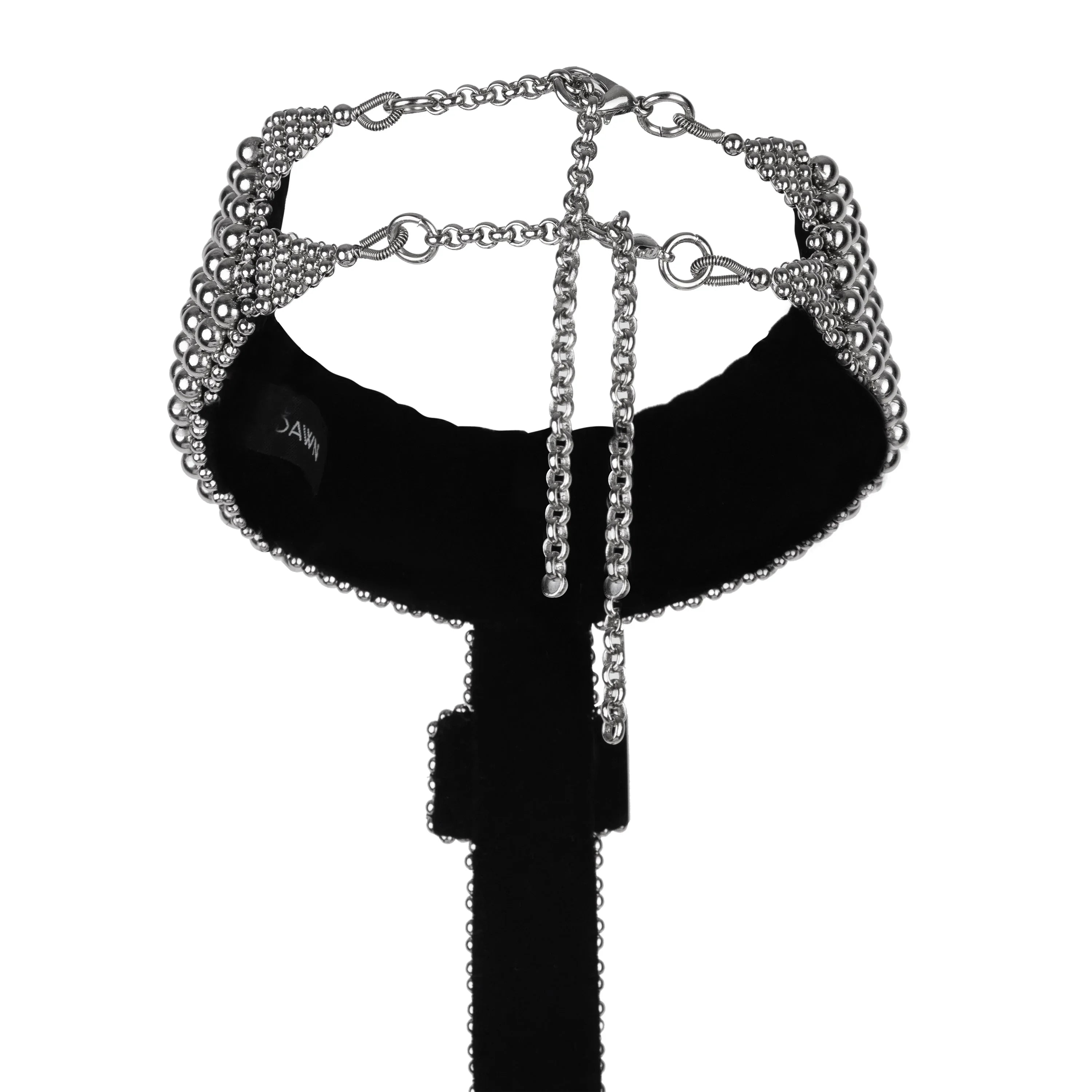 Elohim T-Choker by Object and Dawn constructed entirely by hand with high quality metal beads that coated in polymer to preserve shine and ensure the item is hypoallergenic. Ethically made with secret ancient techniques by our skilled artisans, each piece takes several days to make. Fully lined by hand in velvet for your ultimate comfort.