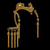 Handcrafted beaded modular headpiece system gold in black background by Object and Dawn