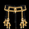 Object and Dawn Teuta modular belt with amaya bow gold ghost image in black background front view