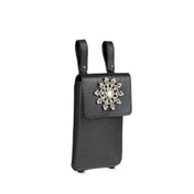 Object and Dawn Zheng leather beaded iphone bag black by object and dawn ghost image side view