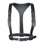 Object and Dawn premium modular leather harness black front view ghost image