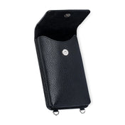 Leather iphone bag collections in black, Zheng Yi Sao by object and dawn ghost image in white background diagonal view